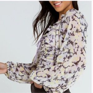 Free People Mabel Printed Chiffon Top In Lilac Combo